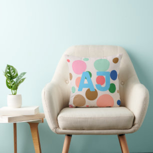 Moderne Monogram Polka Dot Kissen
