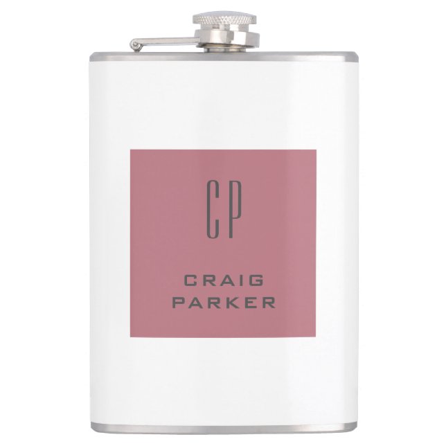 Moderne Monogram Professional Einfache Roségold We Flachmann (Vorderseite)