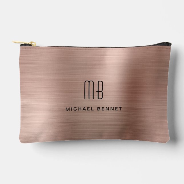 Moderne Monogram-Rose Gold Zubehörtasche (Vorderseite)