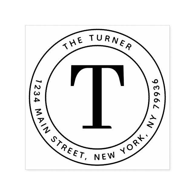 Moderne Monogram Round-Rücksendeadresse Permastempel (Design)