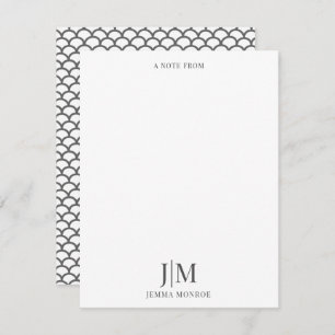 Moderne monogram Scallop Muster flache Note Card Mitteilungskarte