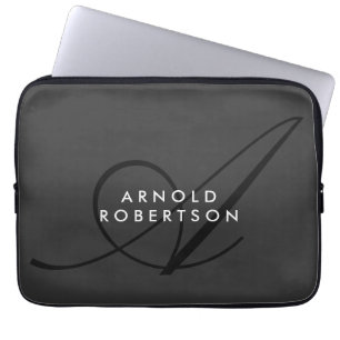 Moderne Monogram Schlicht Gray Trendy Laptopschutzhülle