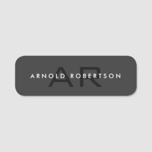 Moderne Monogram Schlicht Gray Trendy Namensschild