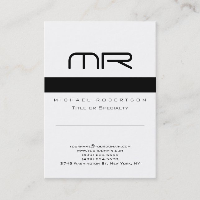 Moderne Monogram Schwarz-weiß Clean Business Card Visitenkarte (Vorderseite)