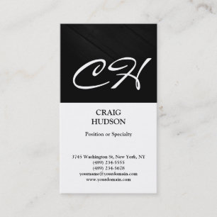 Moderne Monogram Schwarz-weiß Graue Visitenkarte