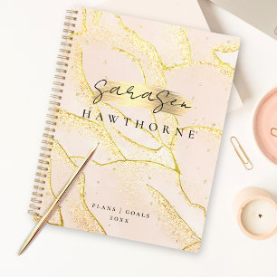 Moderne Monogram Script Blush Pink Gold Foil Planer