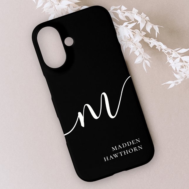 Moderne Monogram Script Calligraphy Black Case-Mate iPhone Hülle (Von Creator hochgeladen)