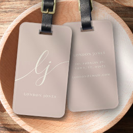 Moderne Monogram Script Calligraphy Rose Pink Ivor Gepäckanhänger