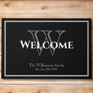 Moderne Monogram Script Name Chic Wedding Willkomm Fußmatte