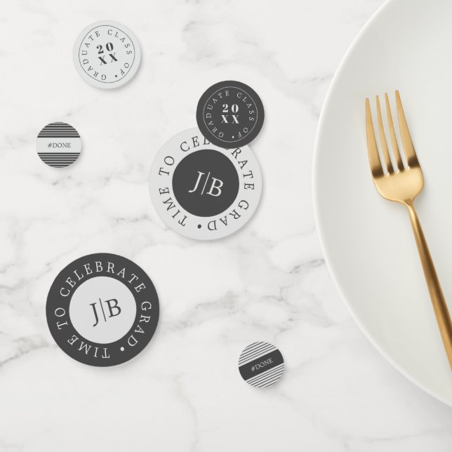 Moderne Monogram Silver Gray Graduation Party Konfetti (Gruppe)
