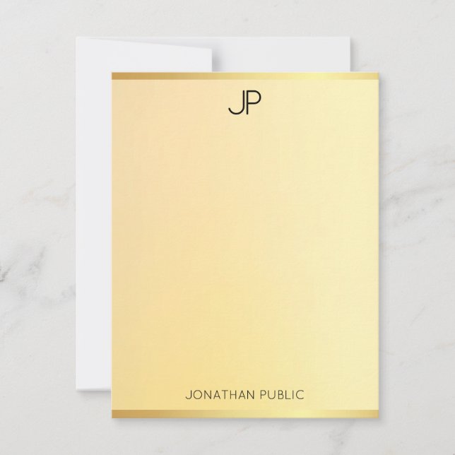 Moderne Monogram Simple Gold Look Elegante Vorlage (Vorderseite)