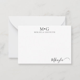 Moderne Monogram Stylish Script Custom Mitteilungskarte