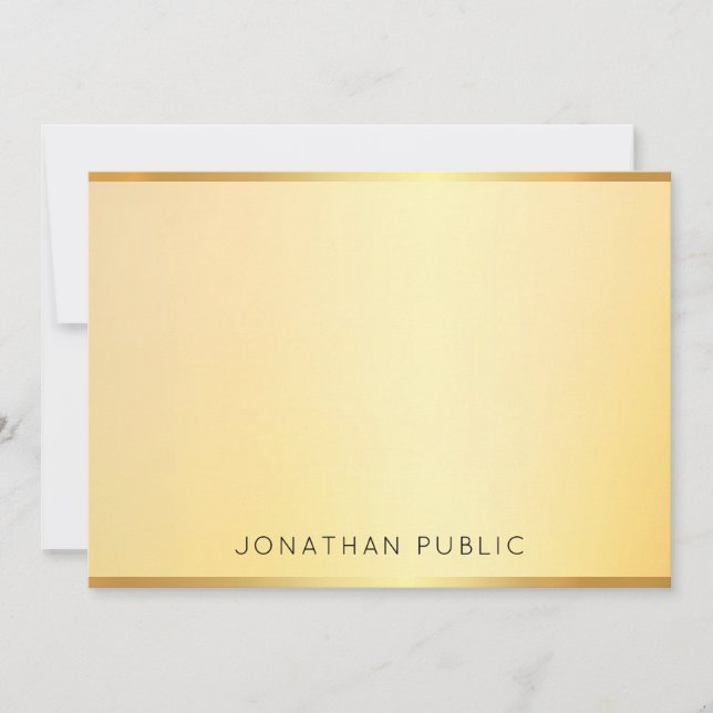 Moderne Monogram Template Elegante Imitate Gold Mitteilungskarte (Vorderseite)
