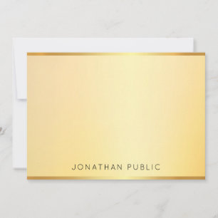 Moderne Monogram Template Elegante Imitate Gold Mitteilungskarte