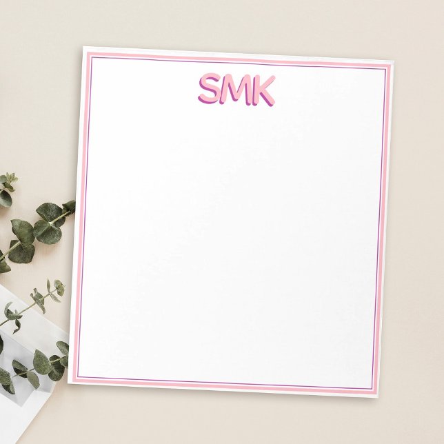 Moderne Monogram Trendy Shadow Initials Stilvoll Notizblock (Von Creator hochgeladen)