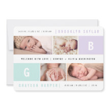 Moderne Monogram Twins 4-Foto Design Birth