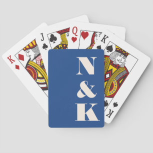 Moderne Monogram Vibranly Blue Custom Wedding Gevo Spielkarten