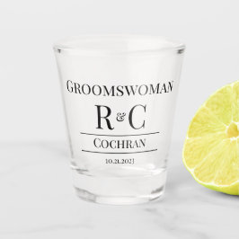 Moderne Monogram Wedding Groomswoman Gefallen Gesc Schnapsglas