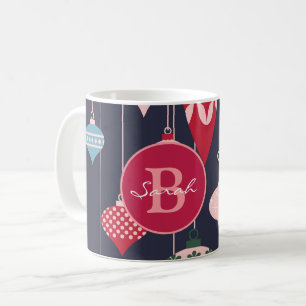 Moderne Monogram Weihnachtsschmuck Dunkelblau Kaffeetasse