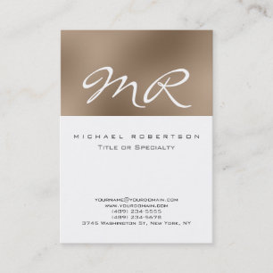 Moderne Monogram White Beige Clean Business Card Visitenkarte