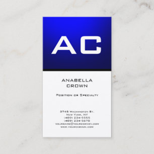 Moderne Monogram White Blue Schlicht Premium Silbe Visitenkarte