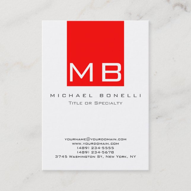 Moderne Monogram White Chic Business Card Visitenkarte (Vorderseite)