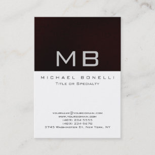 Moderne Monogram White Dark Red Chic Business Card Visitenkarte