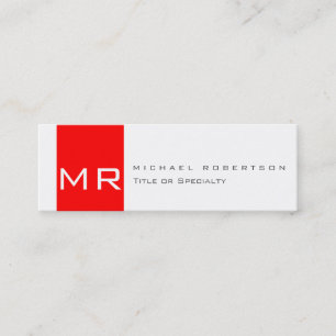 Moderne Monogram White Red Clean Business Card Mini Visitenkarte
