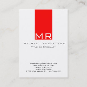 Moderne Monogram White Red Clean Business Card Visitenkarte