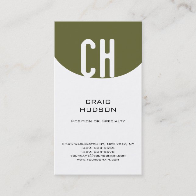 Moderne Monogram White Schlicht Business Card Visitenkarte (Vorderseite)