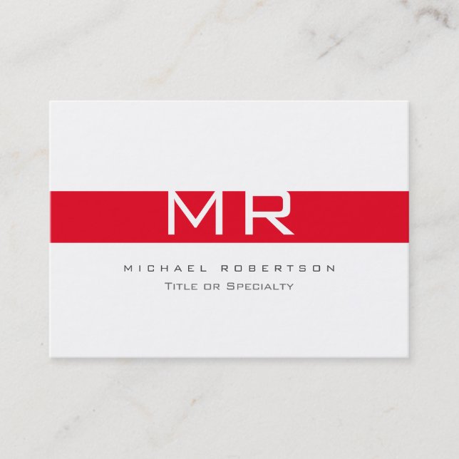 Moderne Monogram White Strip Business Card Visitenkarte (Vorderseite)
