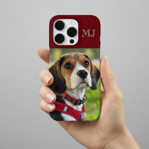 Moderne Monogramm 1 Foto Burgunderrot iPhone 16 Pro Hülle