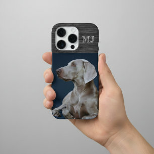 Moderne Monogramm 1-Foto-Collage gebürstetes Metal iPhone 16 Pro Hülle