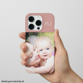 Moderne Monogramm 1 Foto Dusty Rose iPhone 16 Pro Hülle