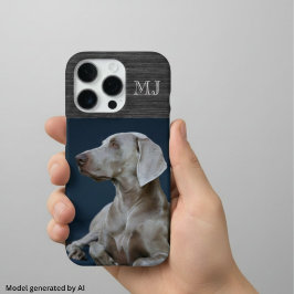 Moderne Monogramm 1 Foto Gebürstetes Metall Grau iPhone 16 Pro Hülle