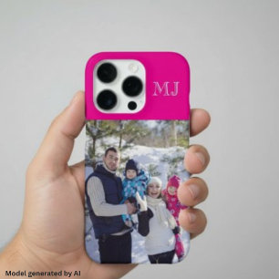 Moderne Monogramm 1 Foto Hot Pink iPhone 16 Pro Hülle