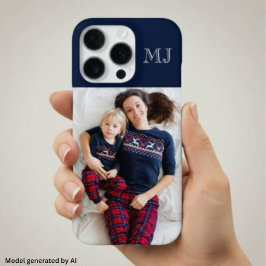 Moderne Monogramm 1 Foto Navyblau iPhone 16 Pro Hülle