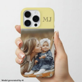 Moderne Monogramm 1 Foto Softgelb iPhone 16 Pro Hülle