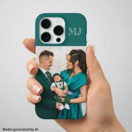 Moderne Monogramm 1 Foto Teal Grün iPhone 16 Pro Hülle
