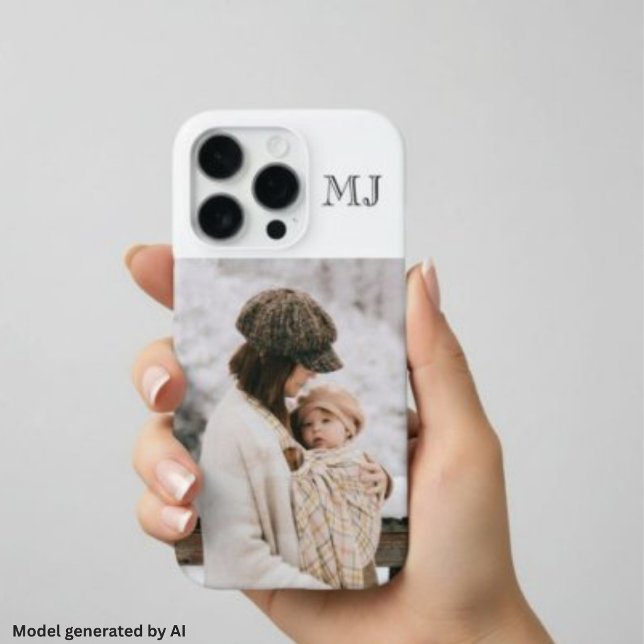 Moderne Monogramm 1 Foto Weiß iPhone Hülle (Von Creator hochgeladen)