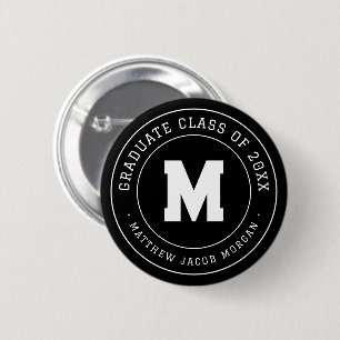 Moderne Monogramm-Abschlussklasse 20XX individuell Button