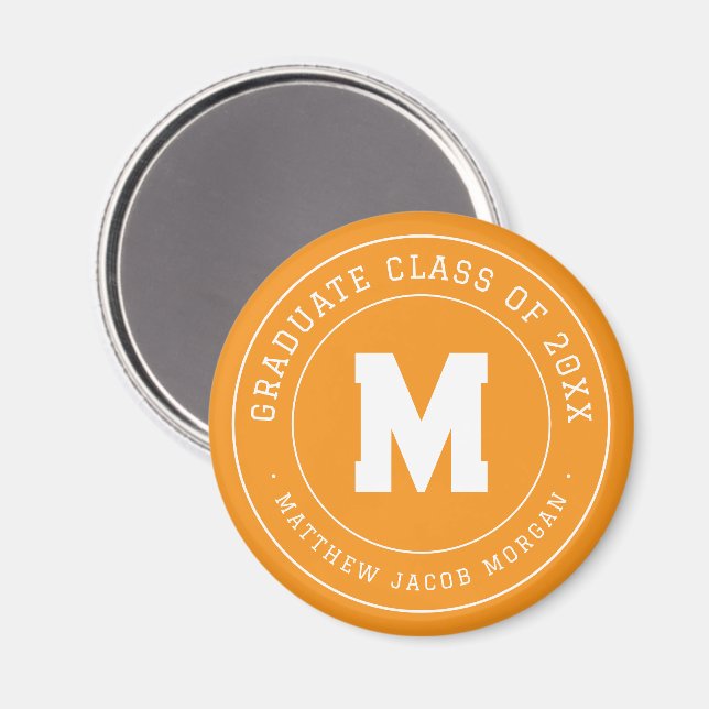 Moderne Monogramm-Abschlussklasse 20XX individuell Magnet (Vorderseite/Rückseite)