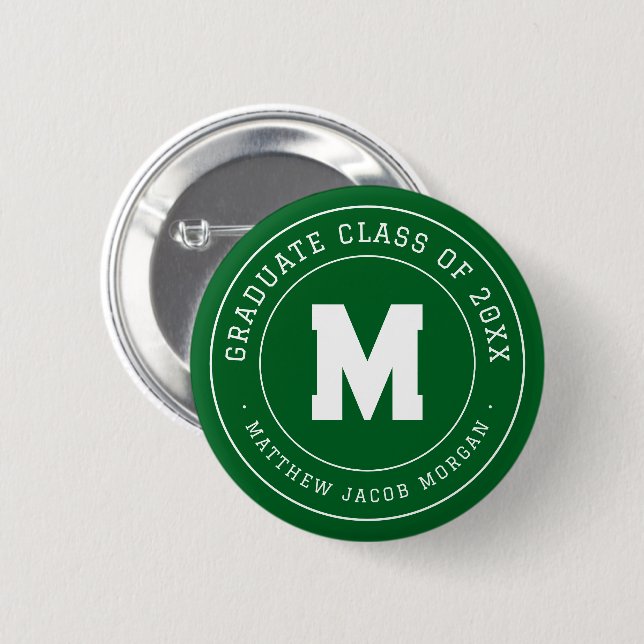 Moderne Monogramm-Abschlussklasse von 20XX Benutze Button (Vorne & Hinten)