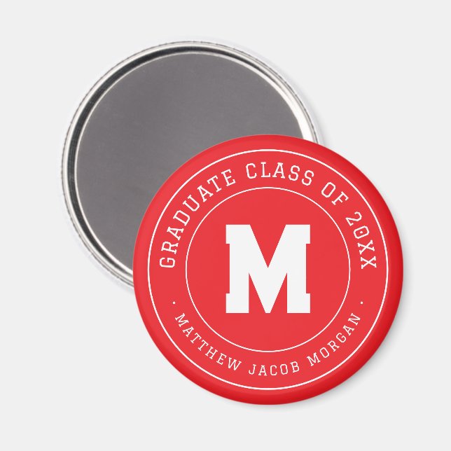 Moderne Monogramm-Abschlussklasse von 20XX Benutze Magnet (Vorderseite/Rückseite)