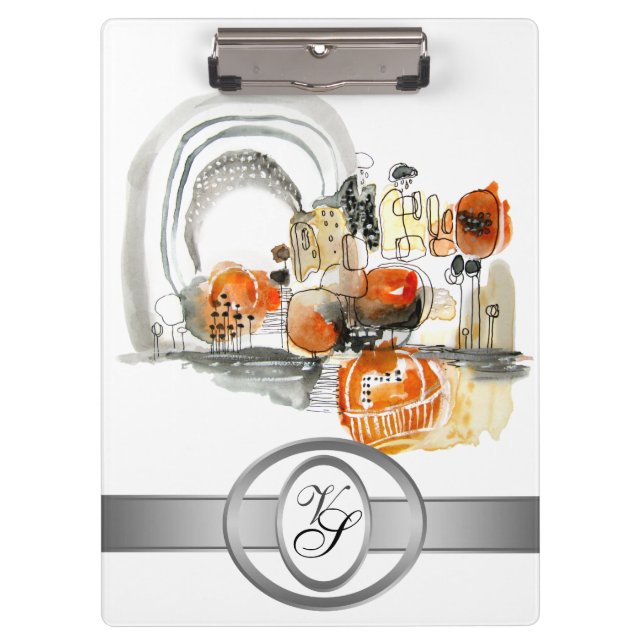 Moderne Monogramm Abstraktion Schwarz und Rot Klemmbrett (Vorderseite)