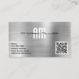 Moderne Monogramm-Add-QR-Imitate aus gebürstetem M Visitenkarte