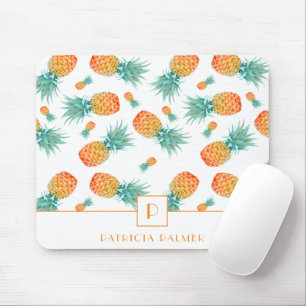 Moderne Monogramm-Ananas-Fruchtmuster  Mousepad