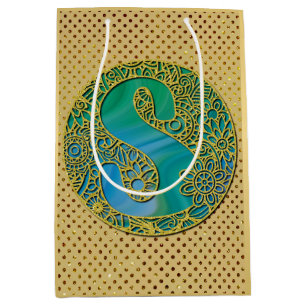 Moderne Monogramm Anfangs Gold Buchstabe und Türki Mittlere Geschenktüte