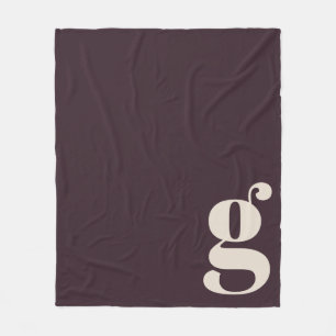 Moderne Monogramm Anfangsbuchstabe Dunkles Lila Pf Fleecedecke