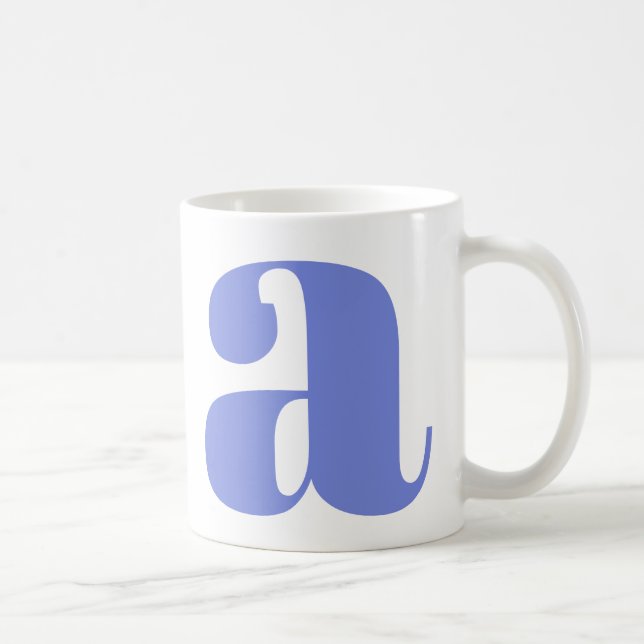 Moderne Monogramm-Anfangsbuchstabe in Periwinkle Kaffeetasse (Rechts)